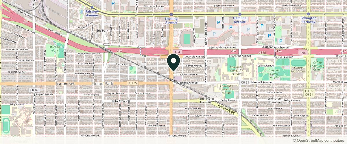 Map showing the exact location of Dr. Cortney D. White, MD at 280 Snelling Ave N, St Paul, MN 55104