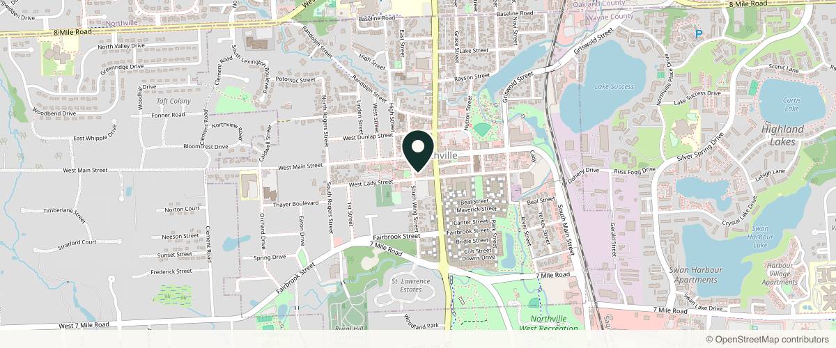 Map showing the exact location of Dr. Francisca Kartono at 133 W Main St Ste 251, Northville, MI 48167