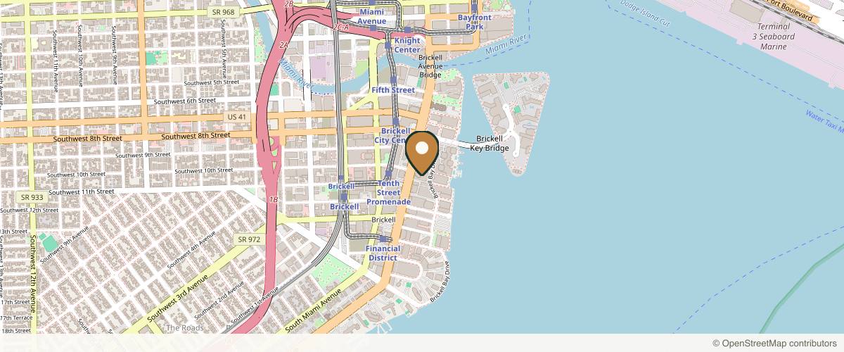 Map showing the exact location of Dr. Hamadiya Miami Wellness and Aesthetic Center at 999 Brickell Ave #920, Miami, FL 33131, USA