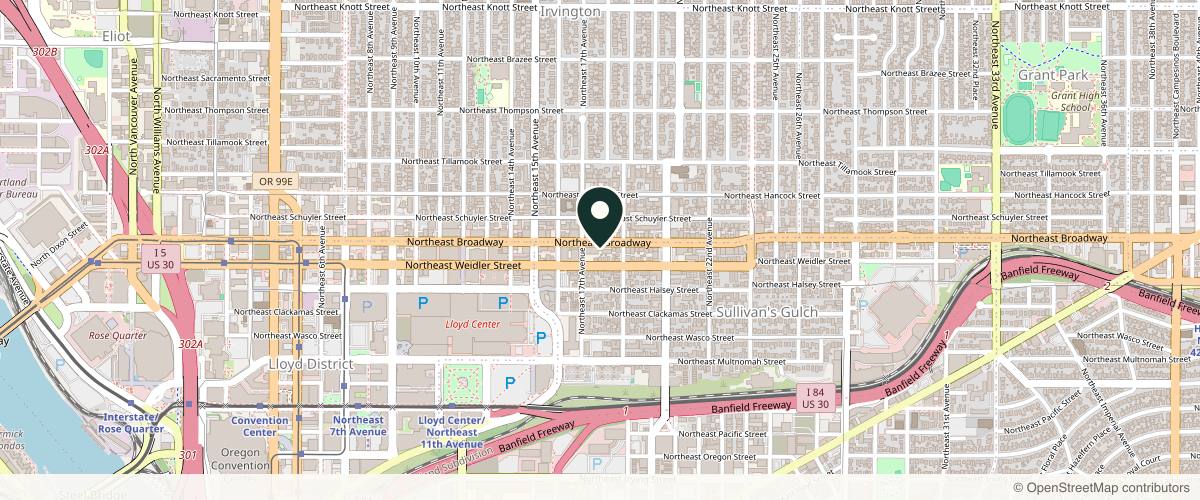 Map showing the exact location of Dr. Heather Friedman, ND at 1734 NE Broadway, Portland, OR 97232, USA