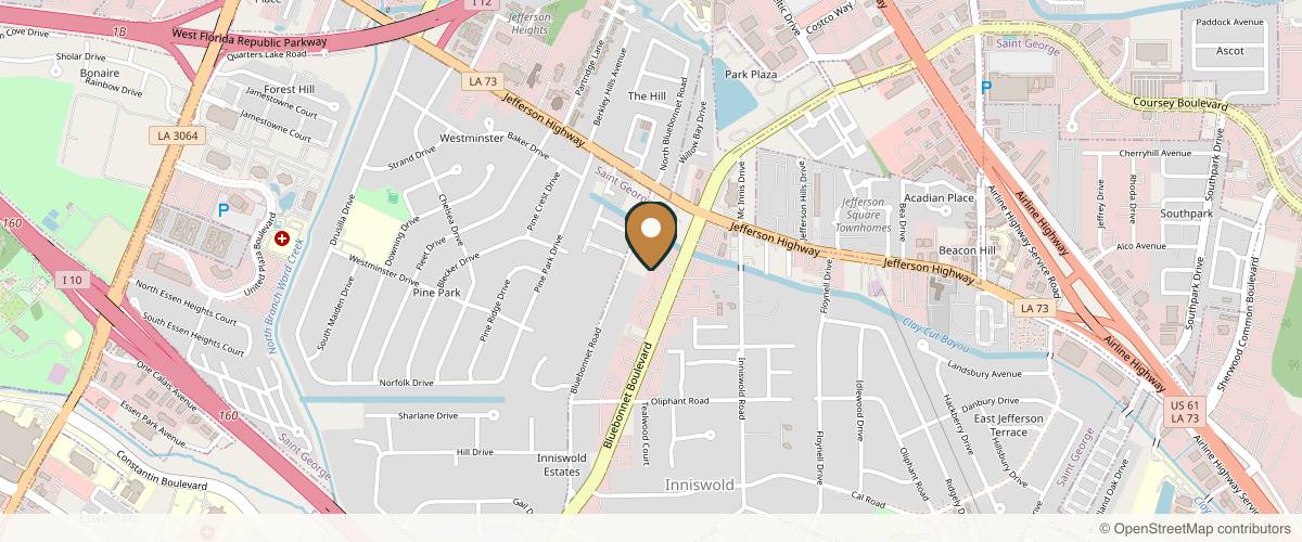 Map showing the exact location of Dr. Jonathan Weiler at 4212 Bluebonnet Blvd Ste A, Baton Rouge, LA 70809, USA