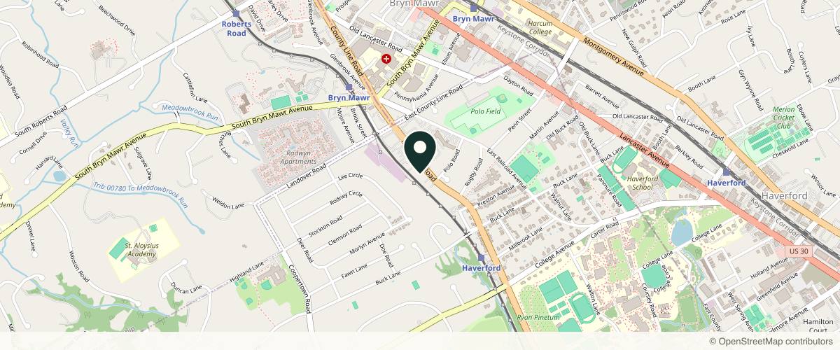 Map showing the exact location of Dr. Kelli Yacono Medical Aesthetics, Bryn Mawr Med Spa at 912 E Haverford Rd, Bryn Mawr, PA 19010, USA