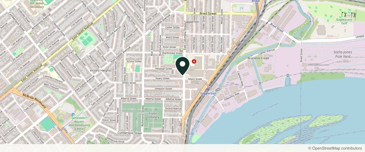 Map showing the exact location of Dr. Kelly Kasteel (Dr. KK)- Emerge Wellness. Medical Aesthetics. at 301 E Columbia St Unit 307, New Westminster, BC V3L 3W5, Canada
