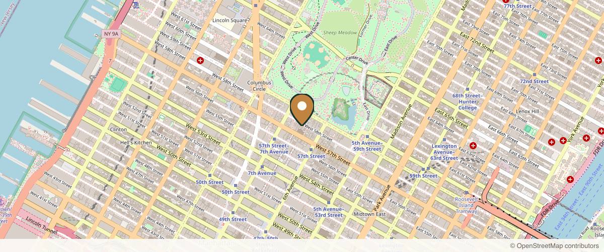 Map showing the exact location of Dr. Lanna Aesthetics at 140 W 58th St Suite A, New York, NY 10019, USA