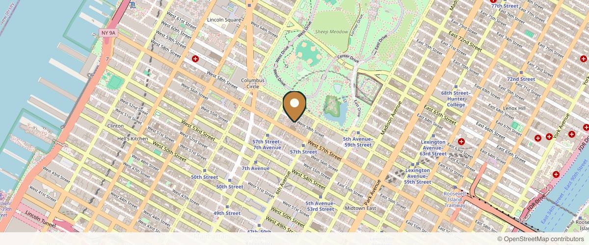 Map showing the exact location of Dr. Lanna Aesthetics at 140 W 58th St Suite A, New York, NY 10019, USA