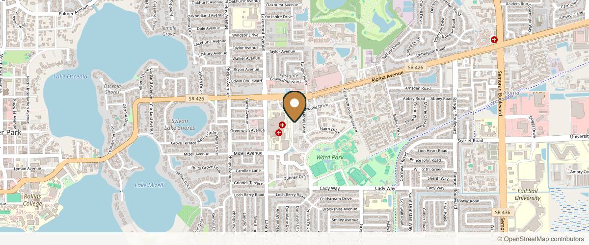Map showing the exact location of Dr. Phillips Aesthetics at 242 N Edinburgh Dr, Winter Park, FL 32792, USA