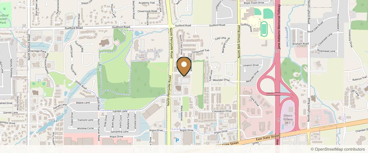 Map showing the exact location of Dr. Sarah E. Hagarty, MD at 7117 Crimson Ridge Dr #3, Rockford, IL 61107, USA