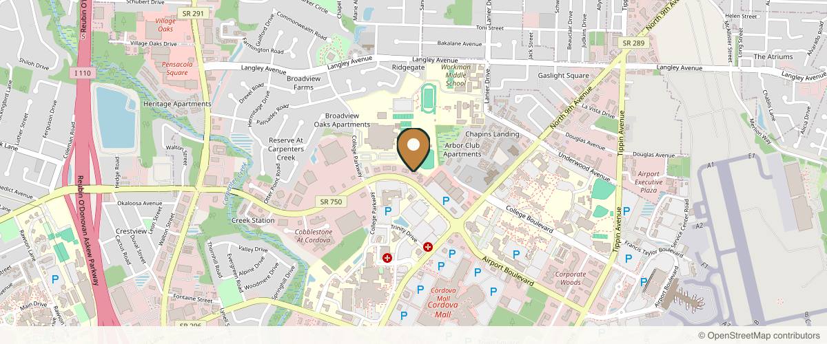 Map showing the exact location of Dr. V Medical Aesthetics at 1560 Airport Blvd, Pensacola, FL 32504, USA