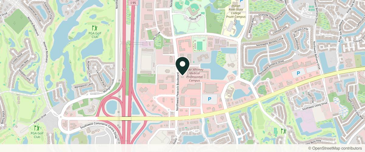 Map showing the exact location of Dr. William J. Vinyard - Board Certified Plastic Surgeon - Port St Lucie, FL at 291 NW Peacock Blvd #105, Port St. Lucie, FL 34986, USA