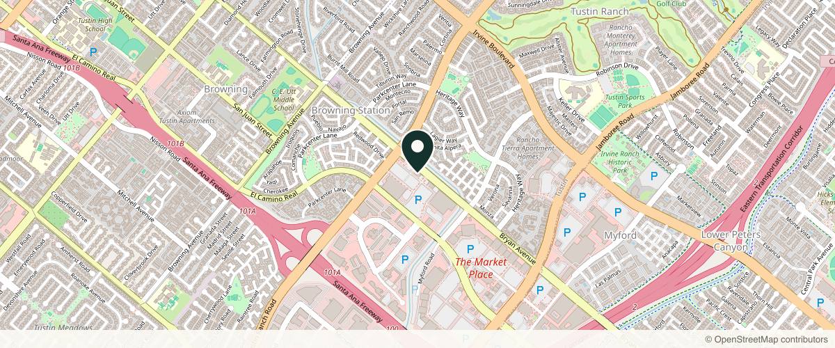 Map showing the exact location of Dream Med Spa at 2530 Bryan Ave B, Tustin, CA 92782, USA