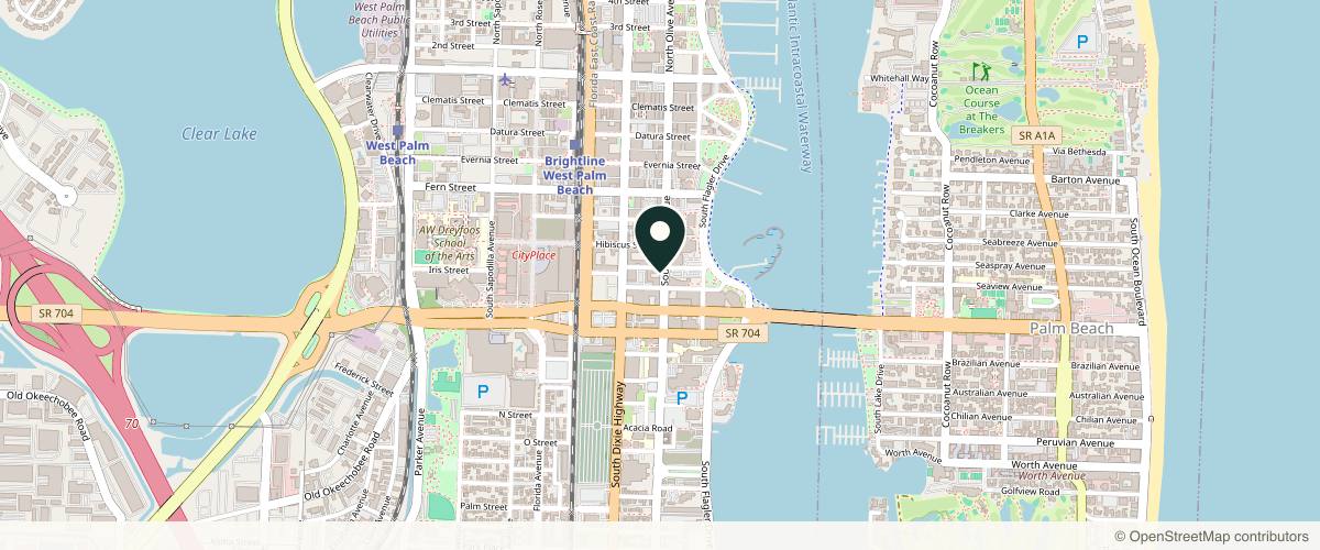 Map showing the exact location of Dr.Hamadiya Body+Beauty Lab at 645 S Olive Ave, West Palm Beach, FL 33401, USA