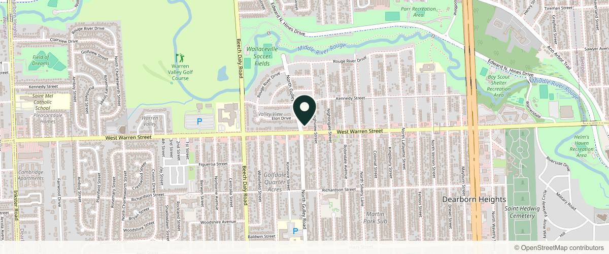 Map showing the exact location of Drips on the Glow Med Spa & Mobile IV at 25350 W Warren St Ste c, Dearborn Heights, MI 48127, USA