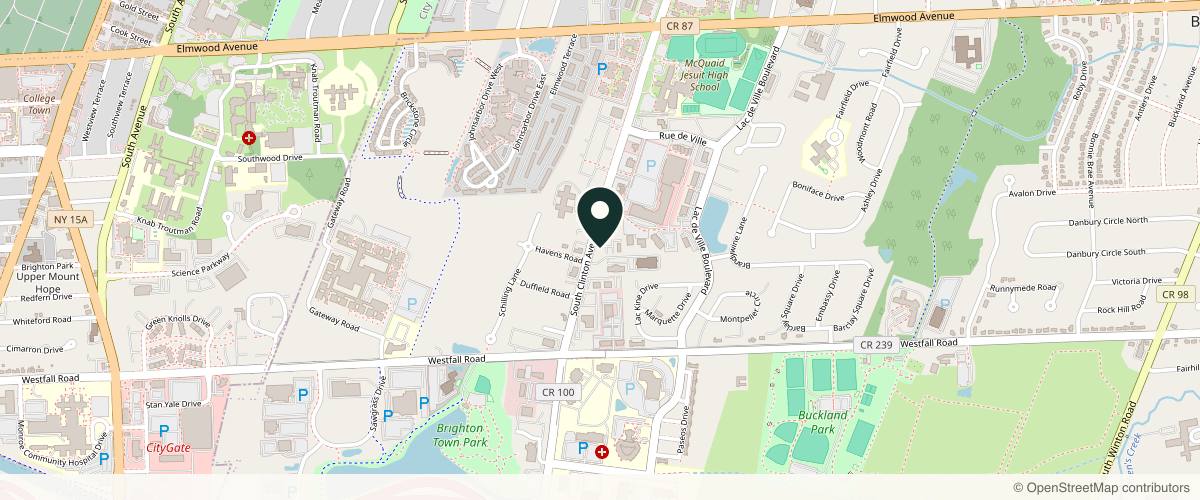 Map showing the exact location of Drips Spa at 2050 S Clinton Ave Ste B, Rochester, NY 14618, USA