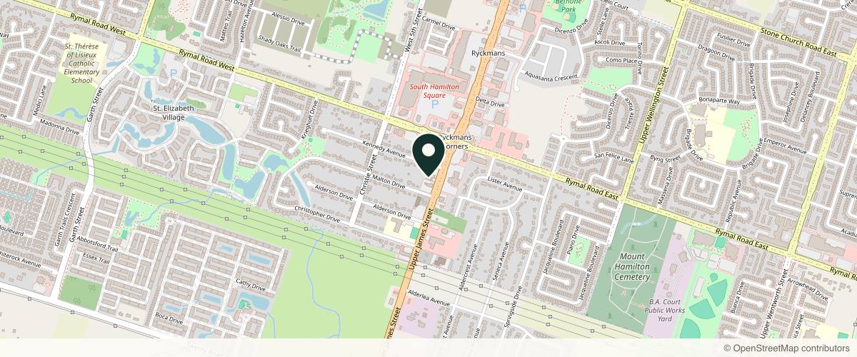 Map showing the exact location of DRS Skincare at 1662 Upper James St, Hamilton, ON L9B 1K5, Canada