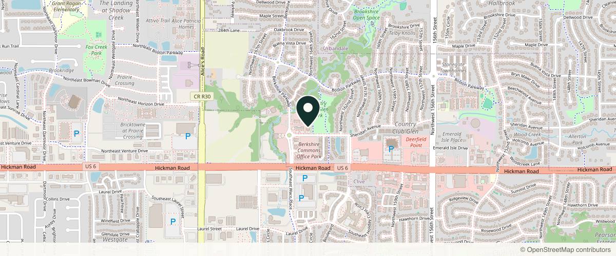 Map showing the exact location of Ducharme Dermatology, PC & Brightside Aesthetics, LLC at 16349 Sheridan Ave Suites #101 & #102, Clive, IA 50325