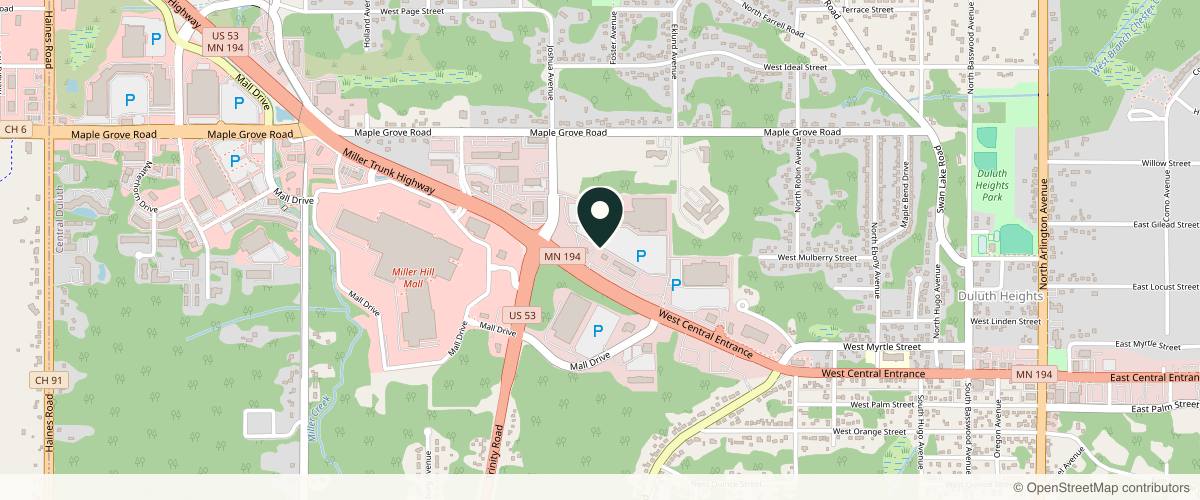 Map showing the exact location of Duluth Med Spa at 1017 W Central Entrance, Duluth, MN 55811, USA