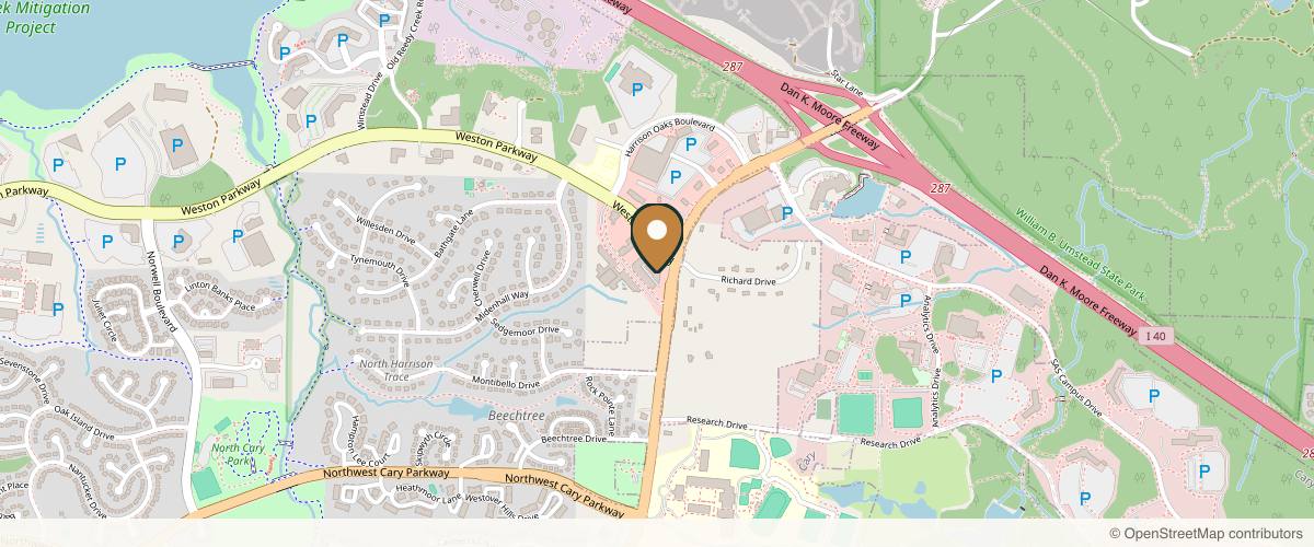 Map showing the exact location of Dvida Med Spa at 123 Weston Pkwy, Cary, NC 27513, USA