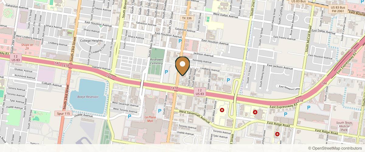 Map showing the exact location of D'vine Beauty Clinic & Telemedicine Family Care at 1309 S 10th St, McAllen, TX 78501, USA