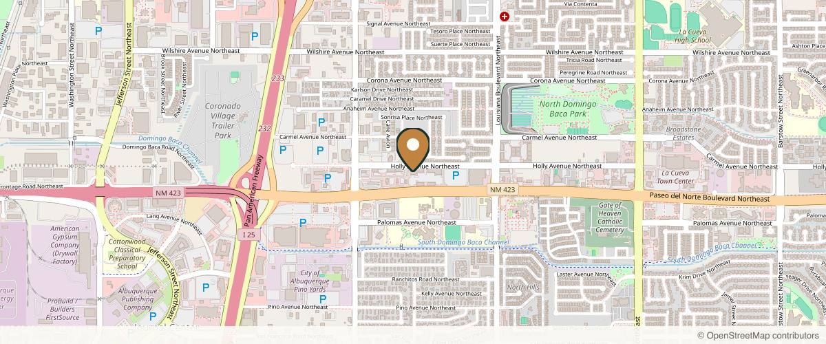 Map showing the exact location of Dynasty Day & Med Spa at 6500 Holly Ave NE a6, Albuquerque, NM 87113, USA