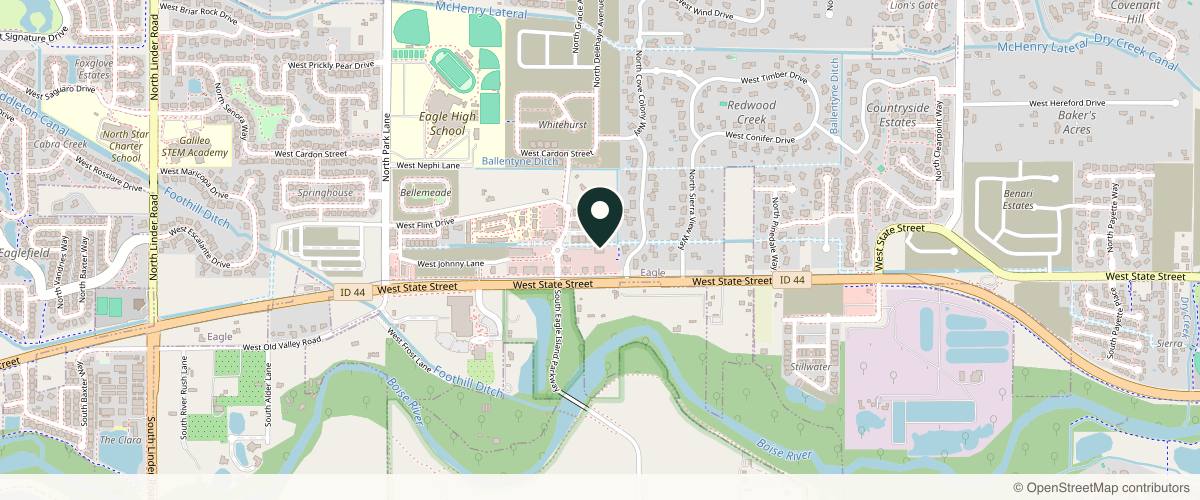 Map showing the exact location of Eagle Dermatology at 74 N Fisher Park Way, Eagle, ID 83616