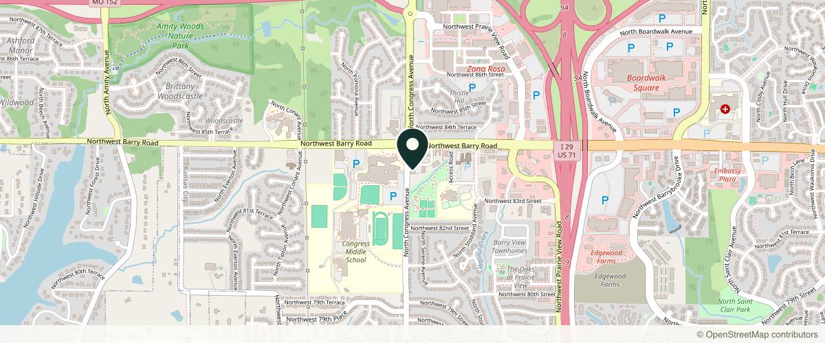 Map showing the exact location of Eden Aesthetics & Wellness at 8303 N Congress Ave, Kansas City, MO 64152, USA