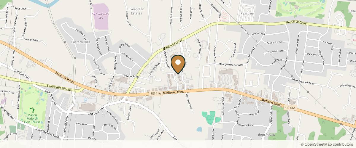 Map showing the exact location of Eden Day Spa & Salon at 150 Hillcrest Dr, Clarksville, TN 37043, USA
