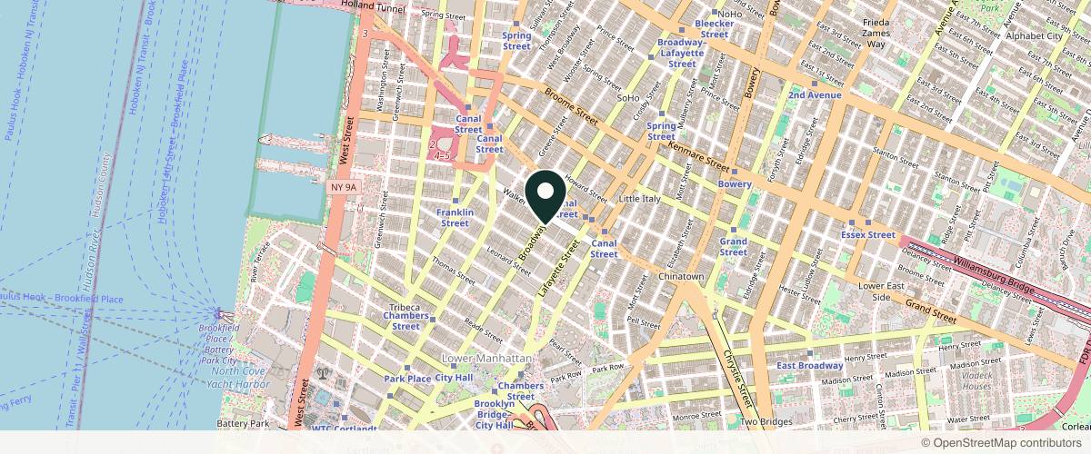 Map showing the exact location of Eden Med Spa at 388 Broadway #1, New York, NY 10013, USA