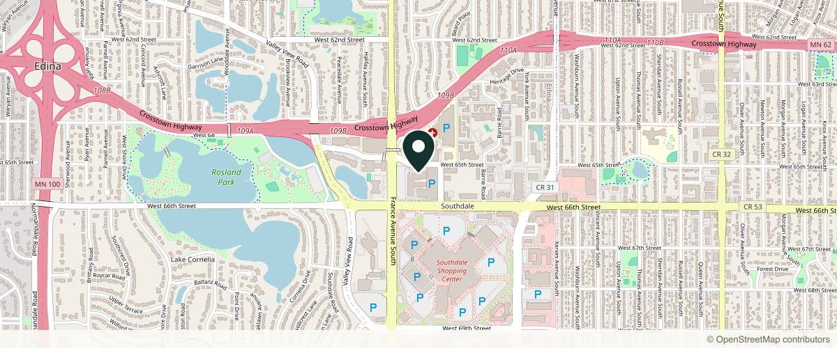 Map showing the exact location of Edina Plastic Surgery at 6525 France Ave S #300, Edina, MN 55435, USA