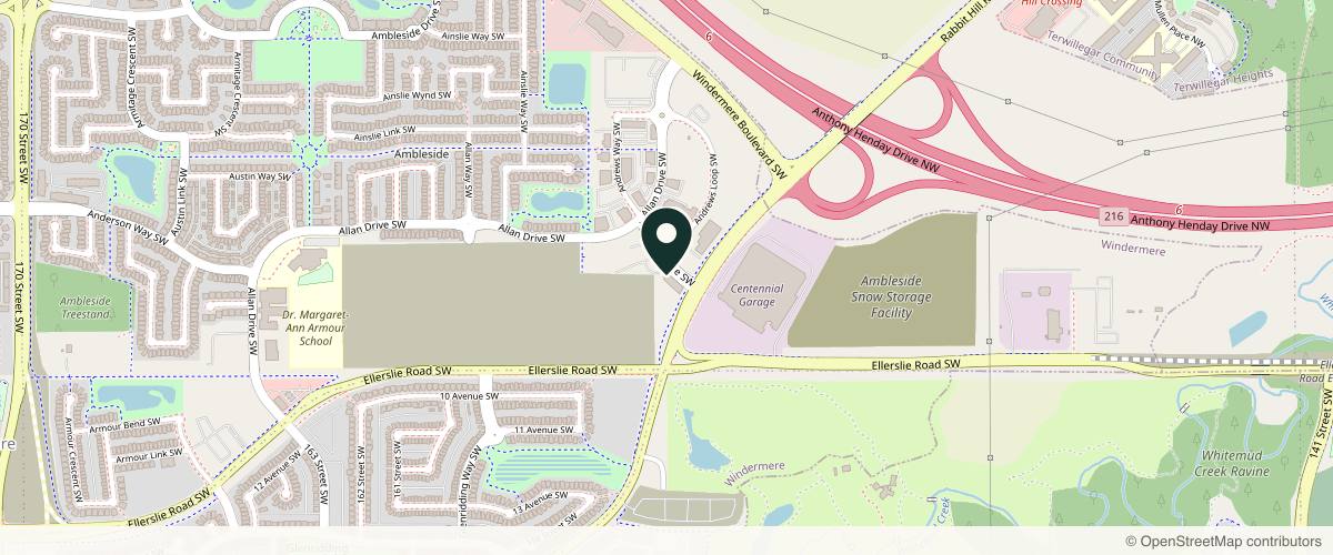 Map showing the exact location of Edmonton Skin Aesthetics at 6263 Andrews Loop SW, Edmonton, AB T6W 3G9, Canada
