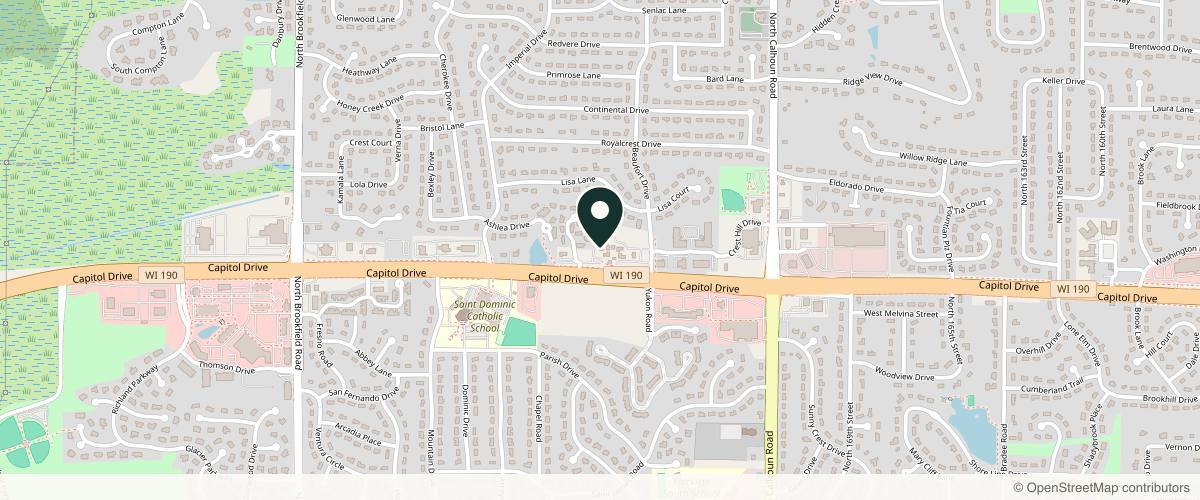 Map showing the exact location of Elín Aesthetics at 17780 W Capitol Dr Ste 120, Brookfield, WI 53045, USA