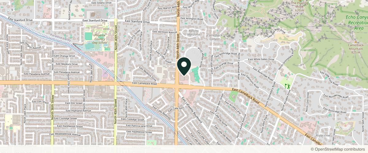 Map showing the exact location of Elase Med Spa - Arcadia at 4422 E Camelback Rd Ste A101, Phoenix, AZ 85018, USA
