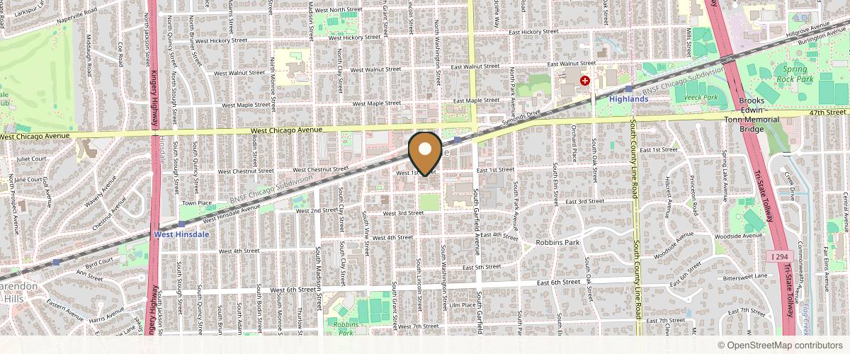 Map showing the exact location of Elase Med Spa at 22 W 1st St, Hinsdale, IL 60521, USA