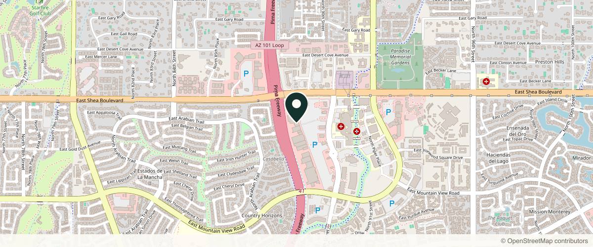 Map showing the exact location of Elase Med Spa - Scottsdale at 10390 N 90th St A, Scottsdale, AZ 85258, USA