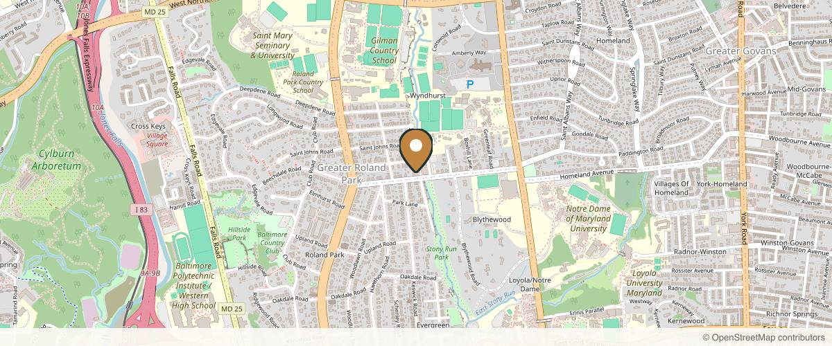 Map showing the exact location of Elegance Aesthetics Med Spa at 600 Wyndhurst Ave Ste 103, Baltimore, MD 21210, USA