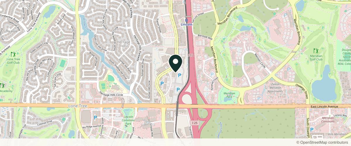 Map showing the exact location of Elegant Aesthetics at 10375 Park Meadows Dr, Lone Tree, CO 80124, USA