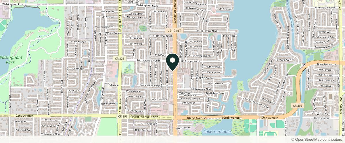 Map showing the exact location of Elemence Med Spa (Formely Dr. K's Med Spa) at 10900 Seminole Blvd, Largo, FL 33778, USA