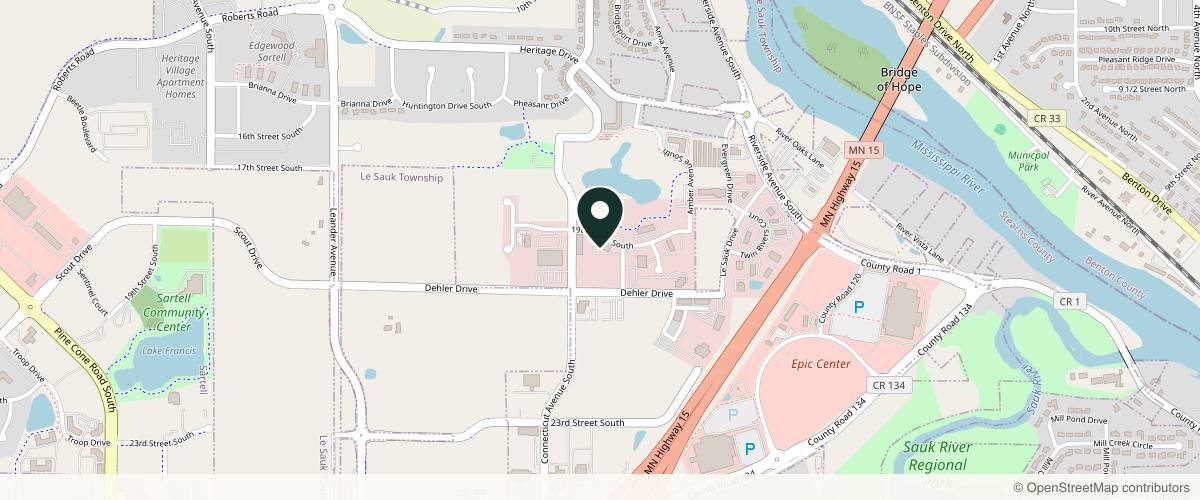 Map showing the exact location of Element Dermatology at 161 19th St S Suite 106, Sartell, MN 56377, USA