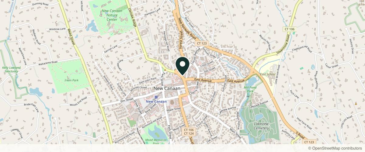 Map showing the exact location of Element Medical Aesthestics at 80 Main St 2nd Floor, New Canaan, CT 06840, USA