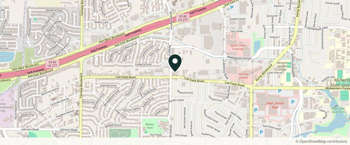 Map showing the exact location of Elevate Wellness and Weight Management at 4018 Call Field Rd Ste A, Wichita Falls, TX 76308, USA