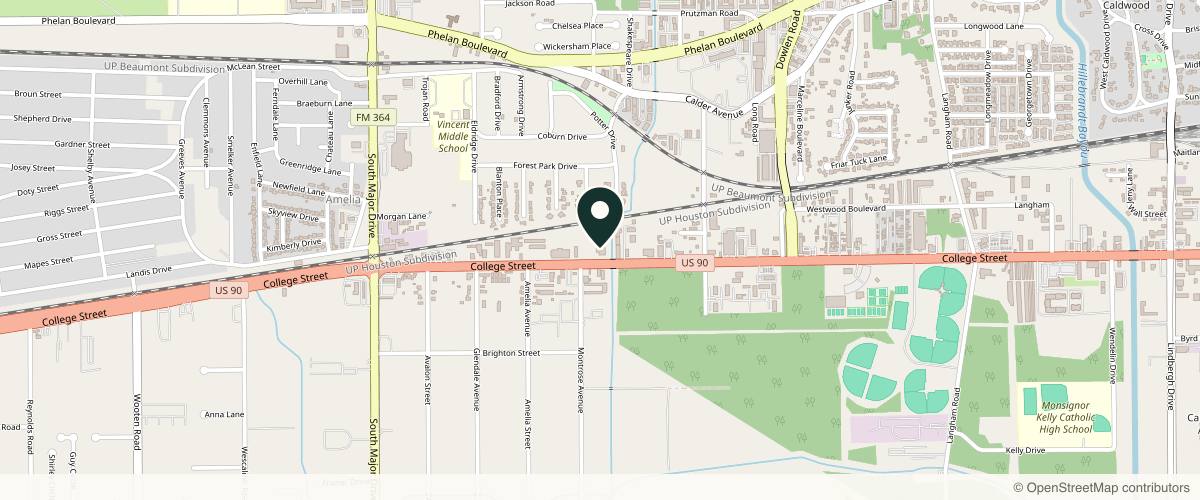 Map showing the exact location of Elevated Aesthetics & Wellness at 7550 College St, Beaumont, TX 77707, USA