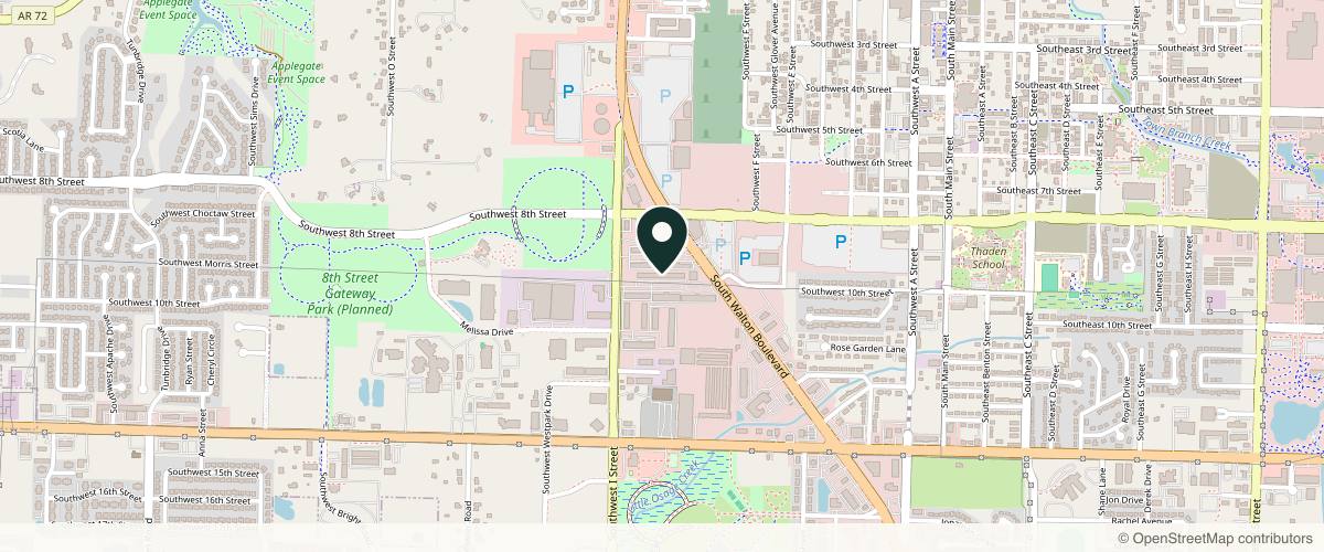 Map showing the exact location of Elevated Wellness NWA Esthetics & Skincare Studio at 900B S Walton Blvd #20, Bentonville, AR 72712, USA