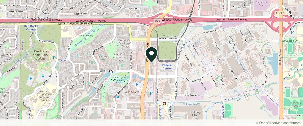 Map showing the exact location of Elevation Dermatology at 264 Union Blvd Ste 100, Lakewood, CO 80228