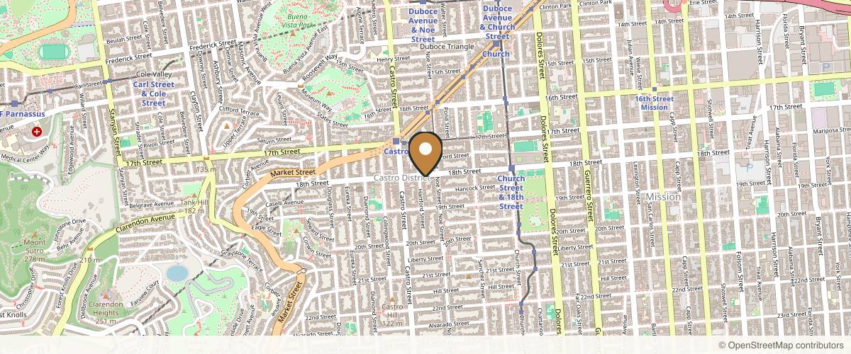 Map showing the exact location of Elinea on 18th & Noe at 4035 18th St, San Francisco, CA 94114, USA