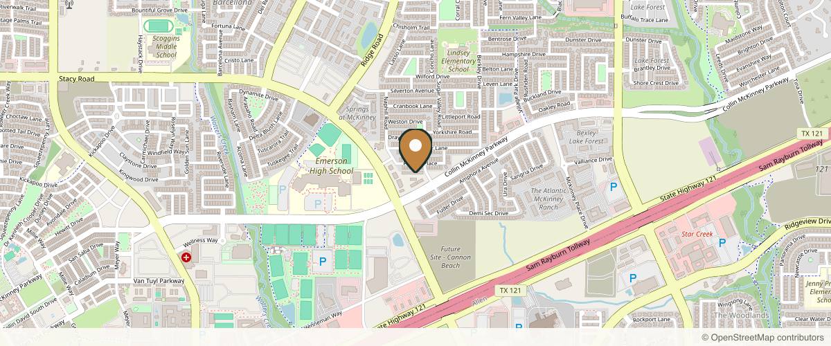 Map showing the exact location of Elite Derma Med Spa at 5850 Collin McKinney Pkwy #504, McKinney, TX 75070, USA