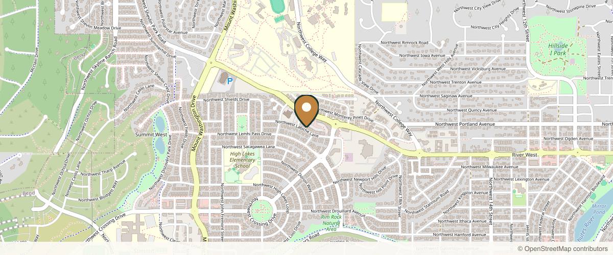 Map showing the exact location of Elite Medi Spa at 2225 NW Shevlin Park Rd #100, Bend, OR 97703, USA