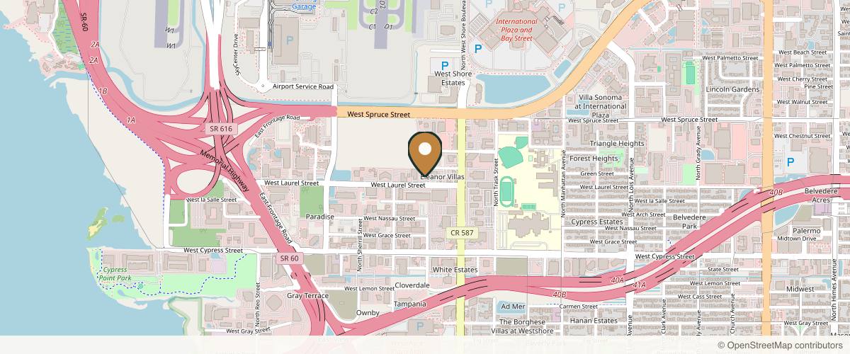Map showing the exact location of Elite Medical Aesthetics and Age Management at 4905 W Laurel St Suite 202, Tampa, FL 33607, USA