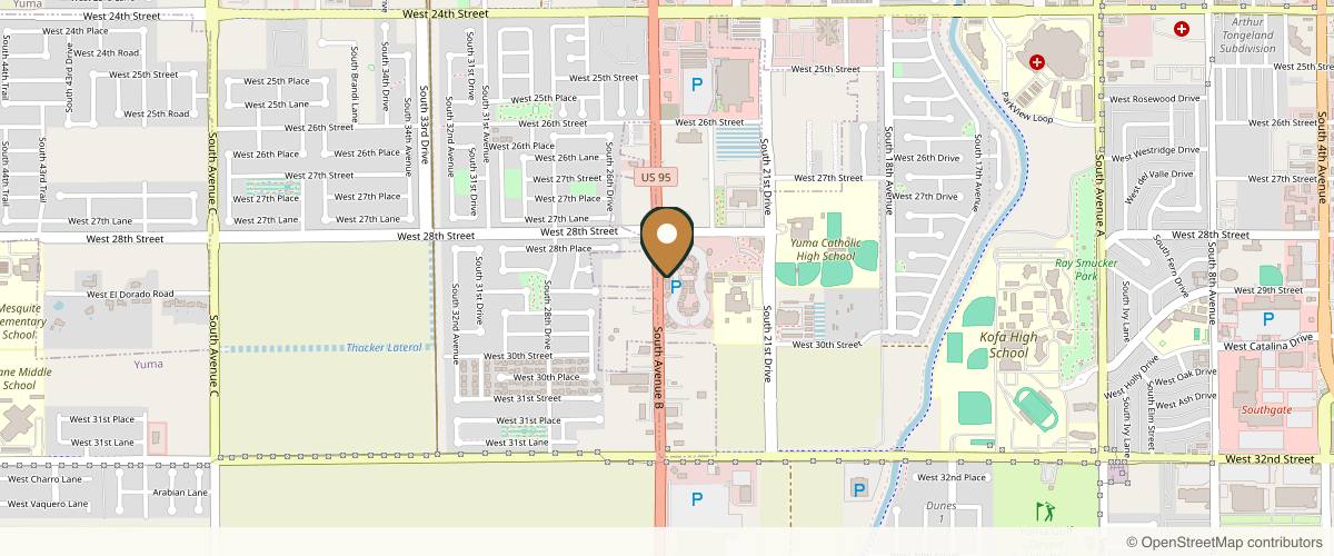 Map showing the exact location of ELITE Medspa + Wellness at 2851 S Avenue B #5, Yuma, AZ 85364, USA