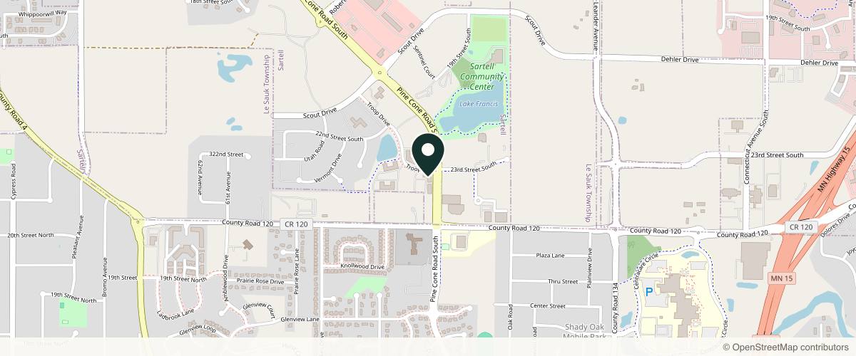 Map showing the exact location of Elite Vitality at 2395 Troop Dr Unit 103, Sartell, MN 56377, USA