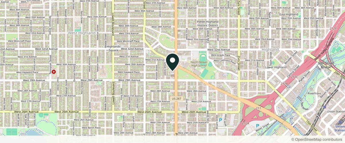 Map showing the exact location of Elixir Aesthetics at 2949 Federal Blvd Ste 215, Denver, CO 80211, USA