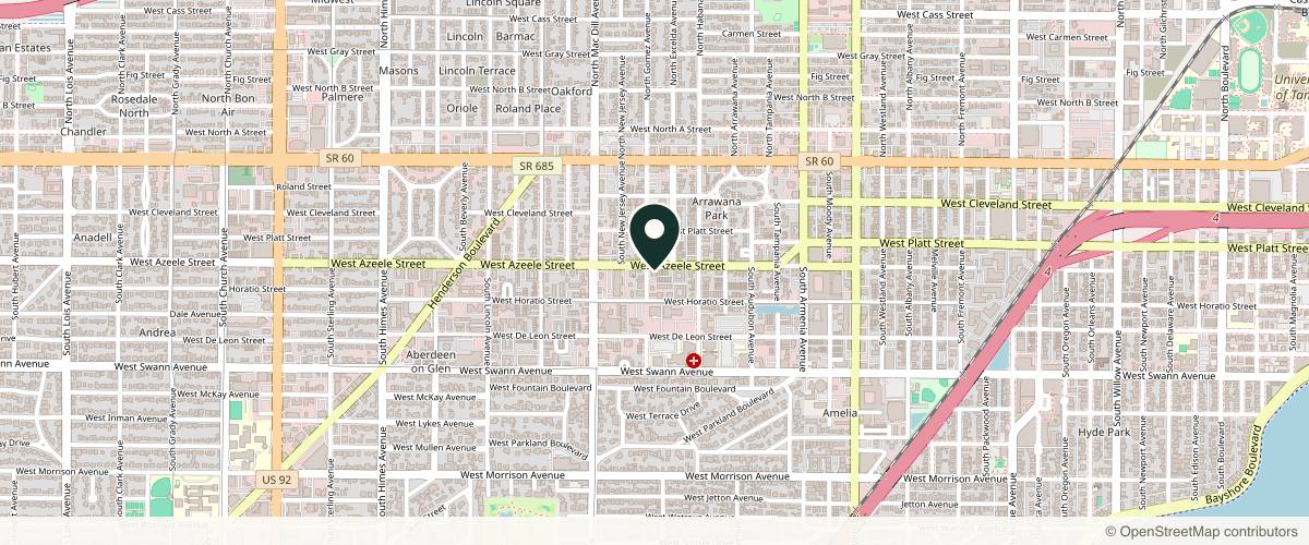 Map showing the exact location of Elixir Aesthetics at 2908 W Azeele St, Tampa, FL 33609, USA